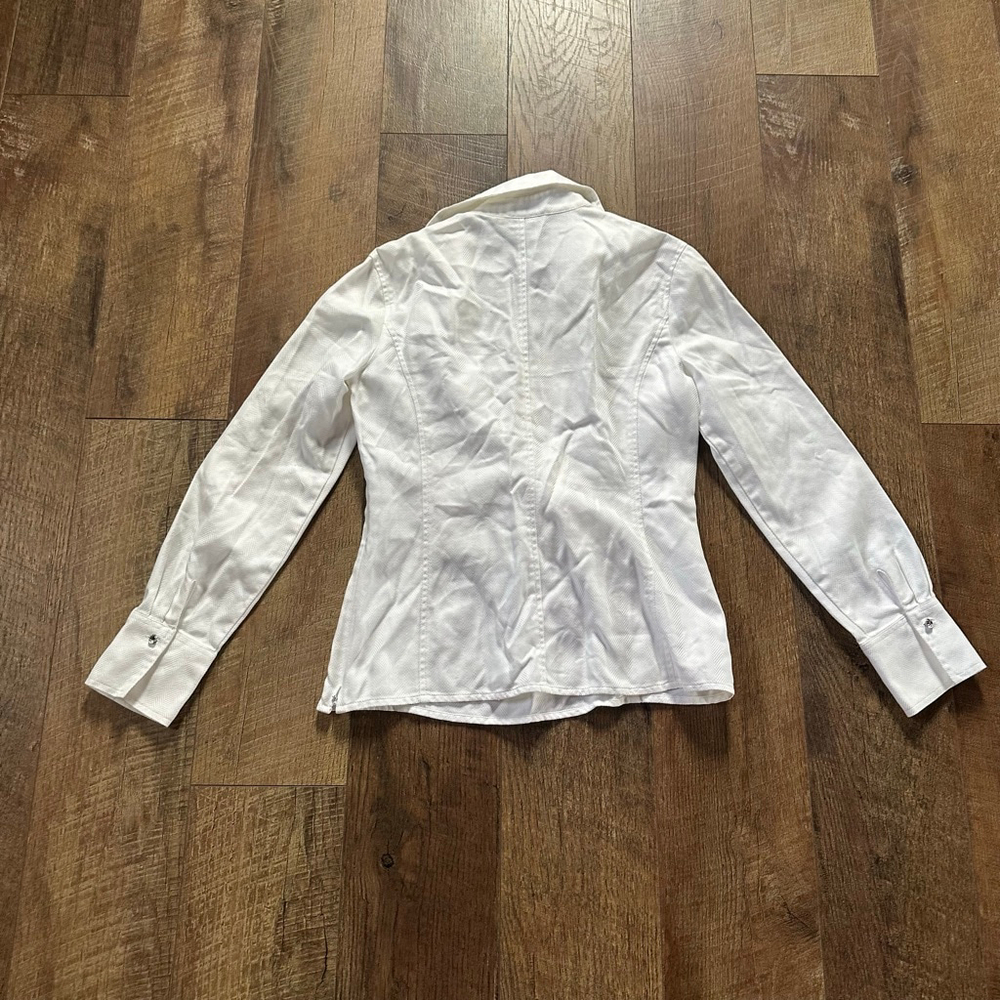Women's Talbots White Herringbone Wrap Blouse Size 2 - Picture 9 of 9